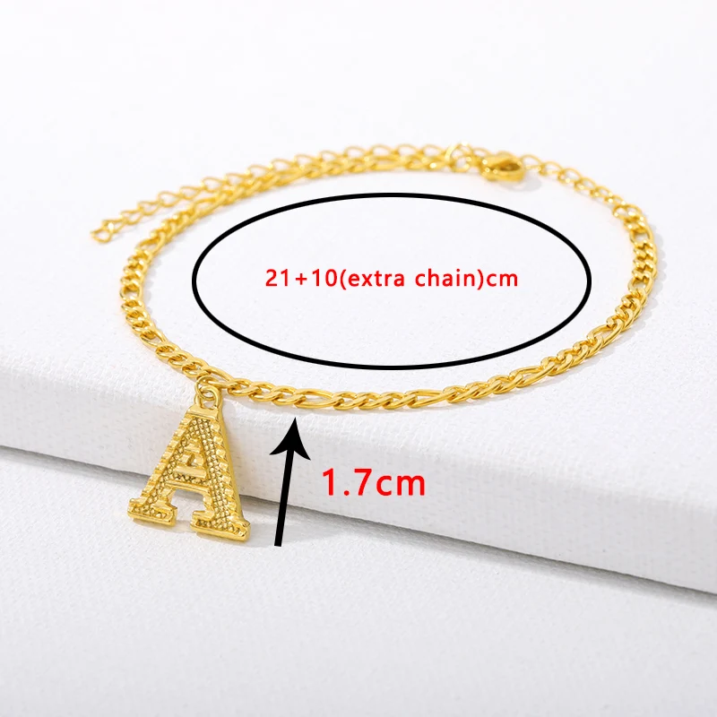 Gold Color A-Z Letter Initial Anklets Bracelets For Women Girls Stainless Steel Alphabet Ankle Leg Foot Bracelet BFF Jewelry - Image 2