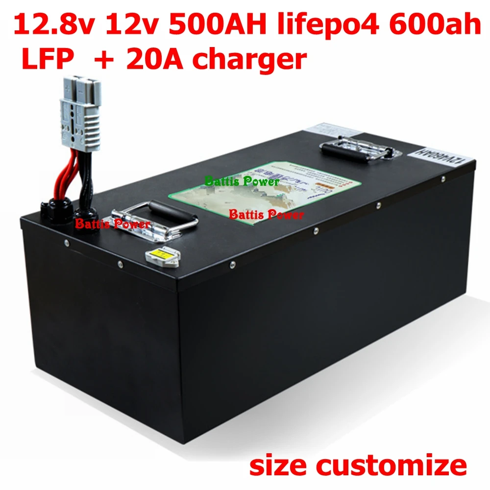 12,8 v 12v 500AH lifepo4 600ah литий-железо-фосфат LFP аккумулятор Солнечный 3,2 v 500Ah BMS RV инвертор Водонепроницаемый чехол+ 20A зарядное устройство