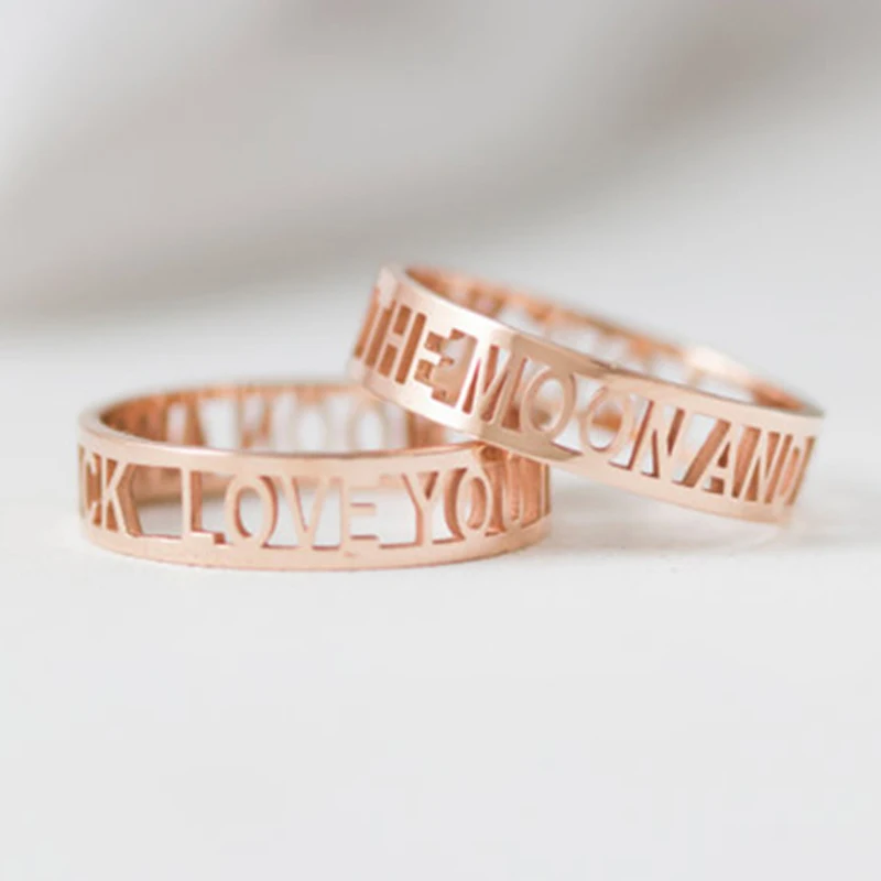 

Custom Any Name Ring for Her Gole Hollow Letter Rings Custom Roman Numerals Ring Personalized Name Wedding Date Rings