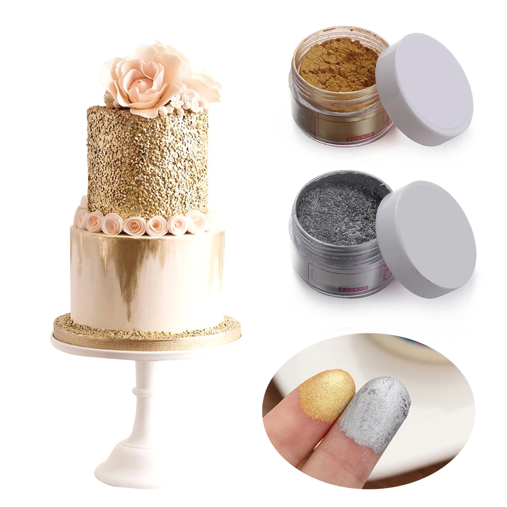 Details about   15g Edible Flash Glitter Golden Silver Powder for Decorating Fondant Cake Baking 