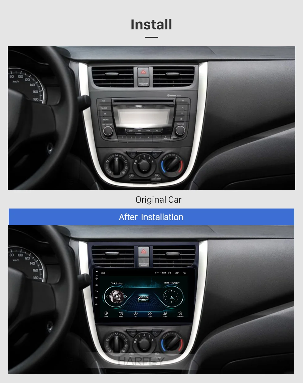 Cheap Harfey Car GPS Radio Player Android 8.1 Navi 9" Stereo for Suzuki Celerio 2015-2018 Head Unit with AUX support OBD2 SWC Carplay 1