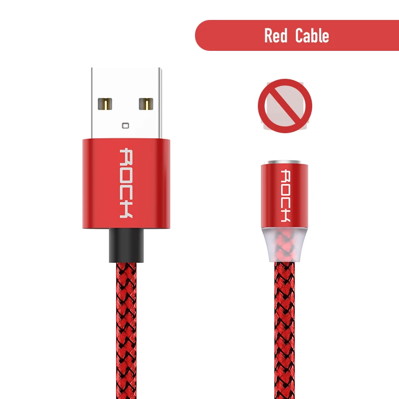 Магнитный кабель ROCK Micro usb type-C кабель для iPhone 11 Pro Max 8 samsung Xiaomi 1 м Быстрая зарядка магнитное зарядное устройство USB кабели - Цвет: Only Red Cable