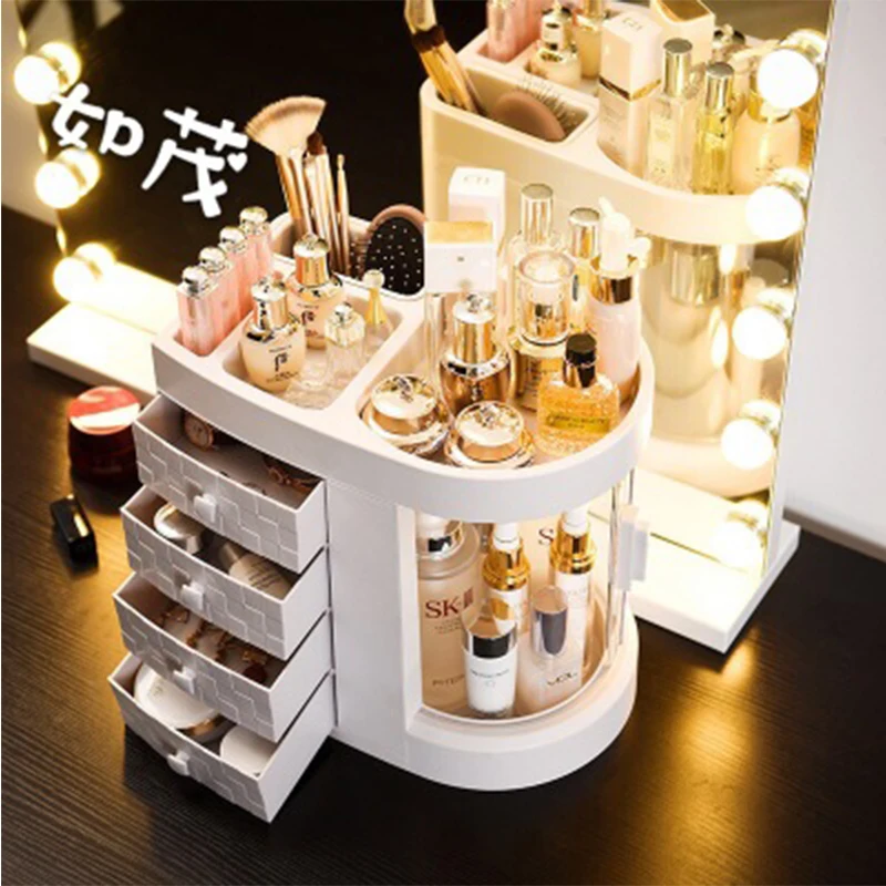  Transparent makeup case waterproof Dressing case desktop storage organizer drawer beauty Cosmetic J