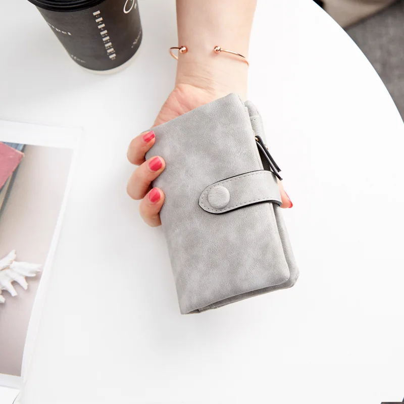 

Frosted Wallet Female Short Korean Edition Student's Clean and Lovely Three-fold Wallet Cardholder