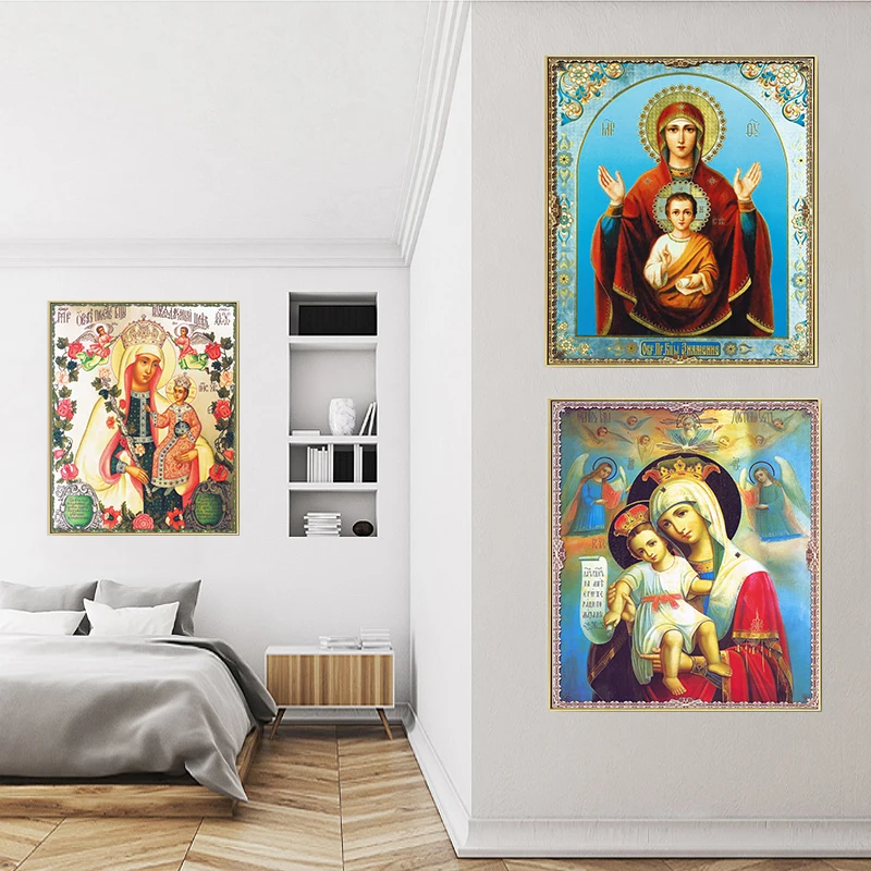 Canvas-Painting-Religion-Icon-of-St-Nicholas-Portrait-Posters-and-Prints-Wall-Art-Religious-Madonna-and (2)