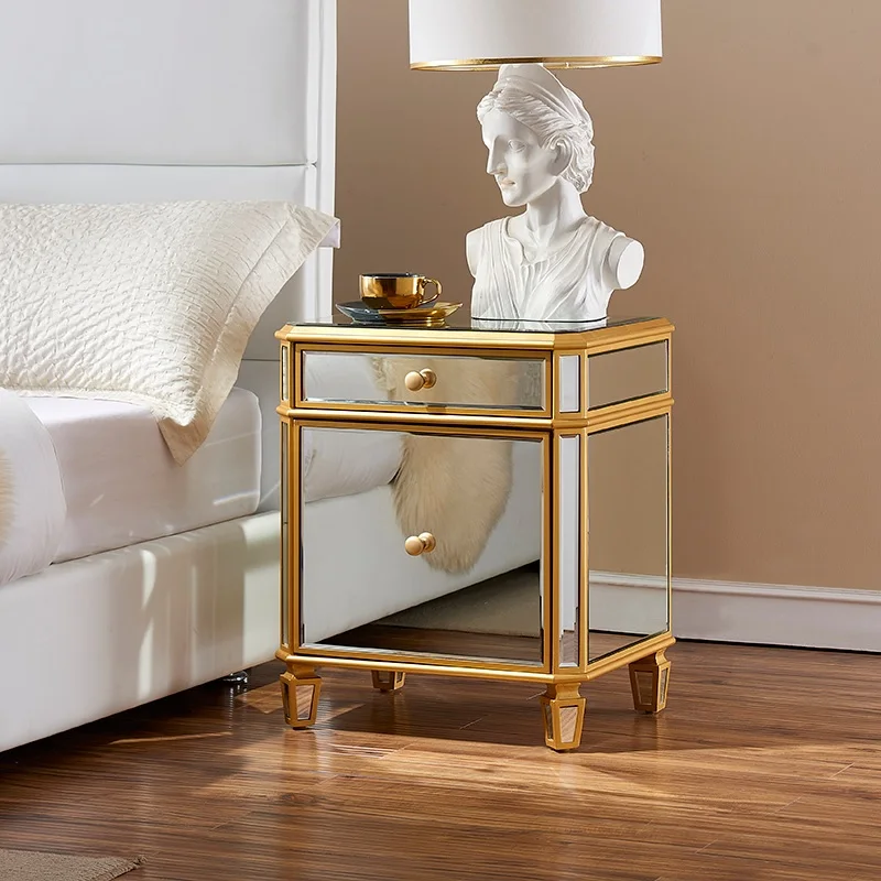 

20pcs PACK, 60cm High Mirror Glass Bedside Table / Silver or Glamour Gold Cabinet / Nightstand Storage with Drawer