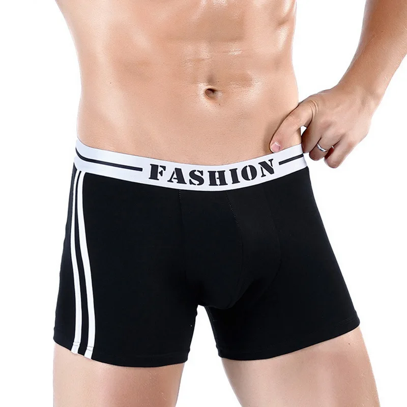 

PUIMENTIUA Cotton Mens Sports Underwear Briefs Retro Tide New Arrival Mens Long Boxer Wear-resistant Legs Cotton Boxer Brief
