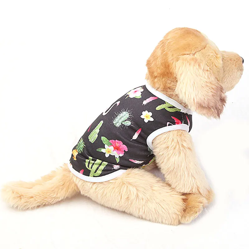 2021 Summer Cartoon Cat Vest Dog T-Shirts Print Pet Clothes Costume Cats Thin Clothing For Small Dogs Chihuahua Cute Puppy Vest