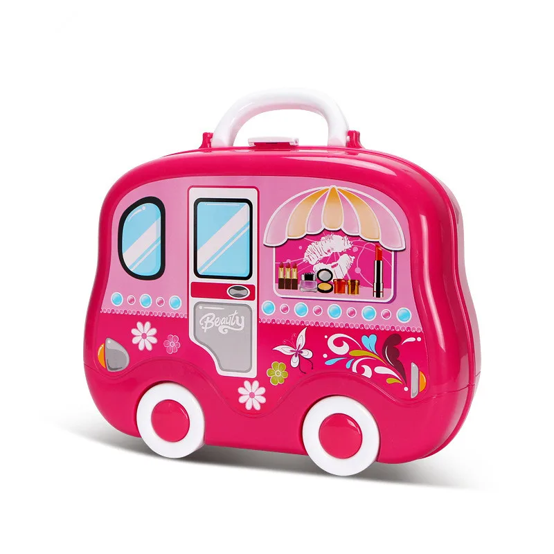 Игрушки для макияжа для девочек, безопасный нетоксичный косметический набор принцессы, игрушки для ролевых игр, косметическая коробка для девочек, детские игрушки для ролевых игр - Цвет: Розовый