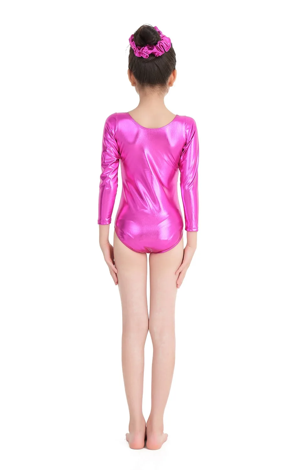 Speerise Girls Shiny Metallic Long Sleeve Leotards Gymnastics Spandex One-piece Leotards Bodysuit Ballet Dance Costumes Kids