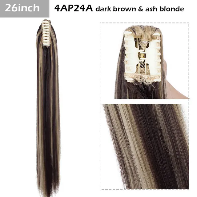 S-noilite Syntheitc Big Grab Ponytail Hair Extension Claw Clip In Ponytail Extension Hair Fake Hairpiece For Women Daily Party 26-468