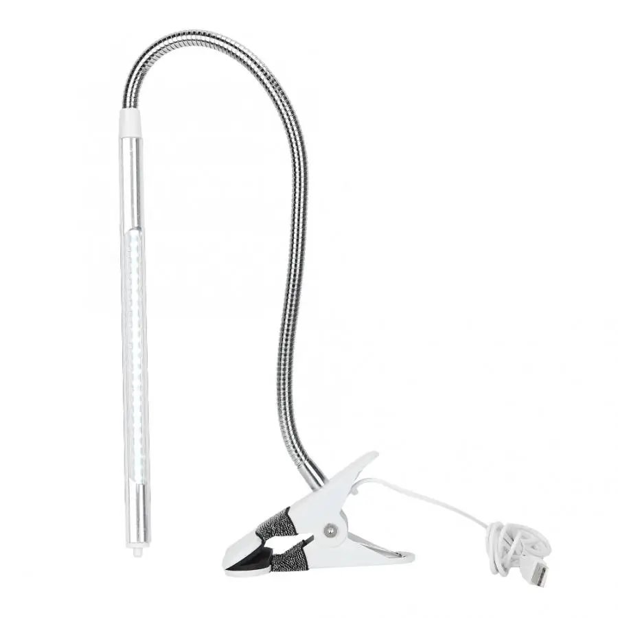 Pearl White USB светодиодный настольная лампа Портативная USB Светодиодная настольная с зажимом лампа Регулируемый Настольный свет для тату/маникюра/макияжа аксессуары для татуировки - Цвет: Pearl White