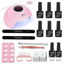 Набор для ногтей с лампой для ногтей гель лак для ногтей Набор для маникюра Набор для дизайна ногтей набор инструментов пилочки для ногтей верхнее покрытие Базовое покрытие