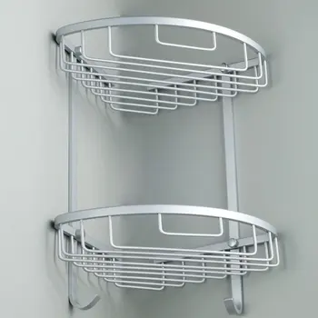 

Bathroom Corner Shelf 2 layer space Double Tiers Triangle Shower Basket Shampoo Soap Cosmetic Storage Shelves Rack Aluminum New