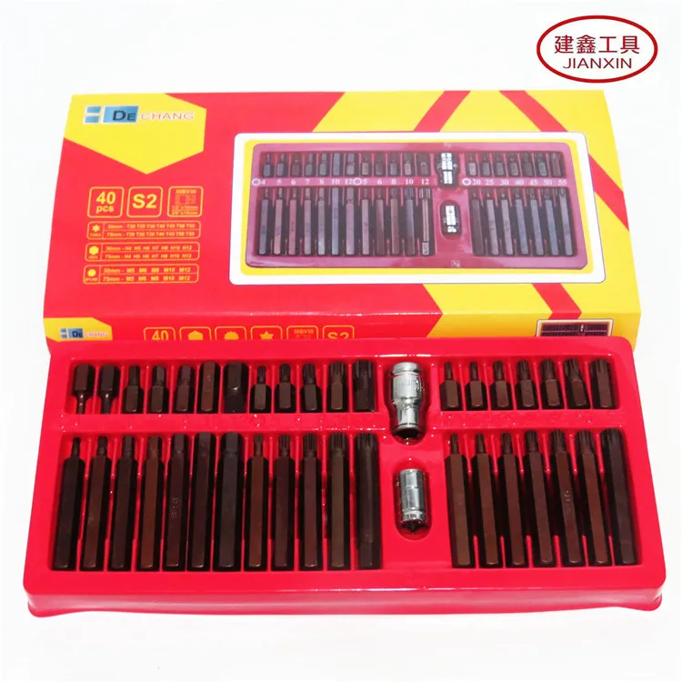 

Xin Jian Tool 40 Pieces Star Batch Set Hex Wrench Set Auto Repair Tools Spline Flower Type Twelve Plum