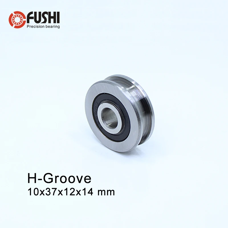 

H Groove Bearing ( 2PCS ) 10*37*12*14 mm Steel Bearing Rollers H8/3 H8/4 H6/3 Slide Guide Bearings U Wheel Pulley