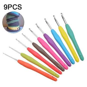 

9pcs Colorful Soft Handle Knitting Aluminum Crochet Hook 2-6mm Sewing Weave Crochet Needles For DIY Knit Craft Yarn Tool
