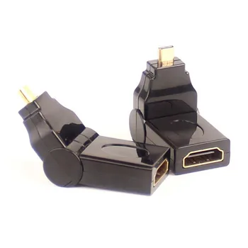 

Black Micro HDMI Male to HDMI Female 180 Degree Rotating Adapter Converter Gold Plated Extender for 1080P HDTV Tablet 100pcs