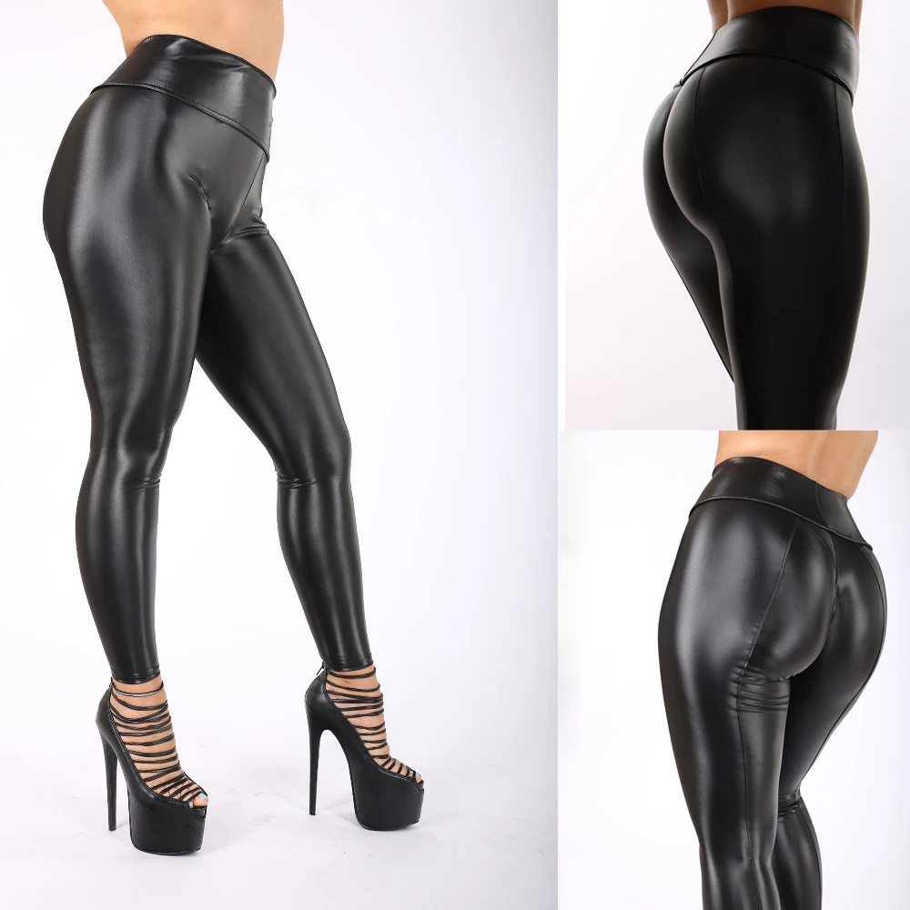 FCCEXIO новые черные леггинсы из искусственной кожи блестящие эластичные леггинсы из искусственной лакированной кожи брюки с высокой талией узкие брюки