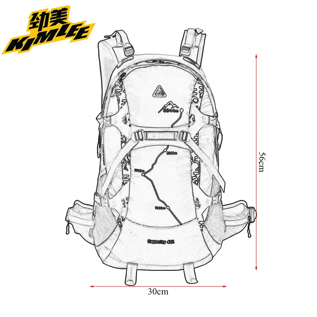 40L Outdoor Sport Bag Rucksack Waterproof Climbing Camping Travel Hiking Mountaineering Trekking Backpack with Rain Cover