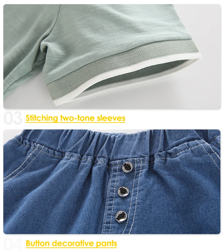 Kids Boys Clothes 2 Piece Set Short Sleeve Polo T-shirt Clothing Little Boys Suit Outfit Set