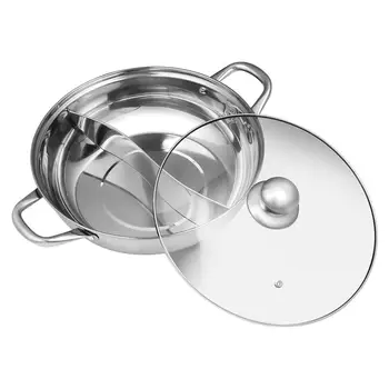 

Multifunctional Stainless Steel Double Hot Pot Cookware Non-Stick Cooking Pots With Glass Lid Kitchen Tools