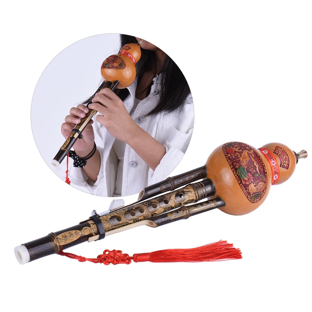 

Chinese Handmade Cucurbit Black Gourd Gourd Flute National Musical Instrument C key With Beginner Music Lovers Case