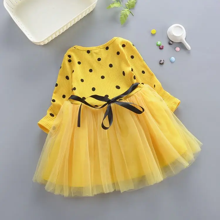 Girls Party Dress Princess Tutu for Children Birthday Kids dot Autumn Winter Dresses | Детская одежда и обувь