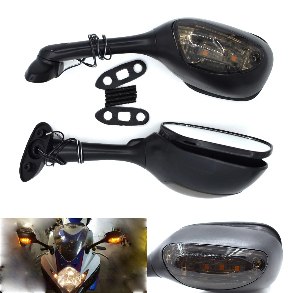 

For Suzuki GSXR 600 750 2006-2012 / GSXR1000 2005-2008 Motorcycle Mirror Set with Integrated Rearview LED Turn Signals GSX-R600