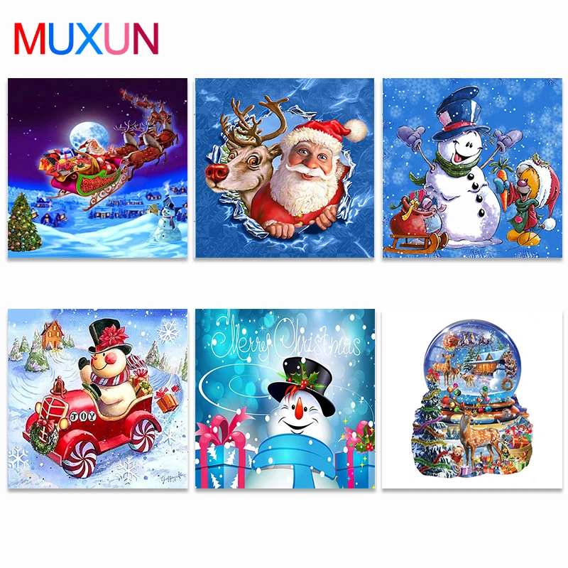 Muxun 5D Diy Искусство алмазная живопись Санта Клаус снеговик бриллианты Вышивка