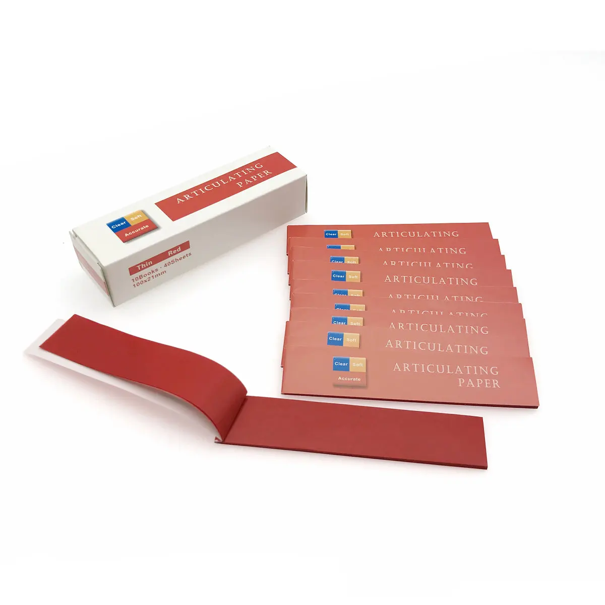 Стоматологическая артикуляционная бумага, не прилипающие полоски, лабораторные продукты, уход за зубами, инструмент для здоровья, стоматологическая клиника - Цвет: Красный