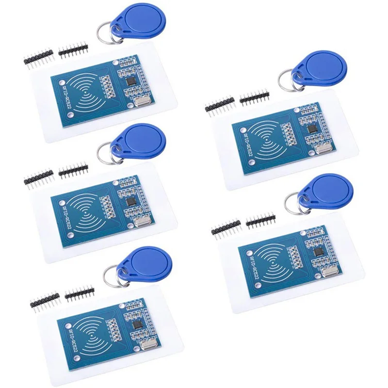 5pcs/lot MFRC-522 RC522 RFID NFC Reader RF IC Card Inductive Sensor Module For Arduino Module + S50 NFC Card + NFC Key Ring 3pcs rfid kit mifare rc522 rfid reader module with s50 white card and key ring for arduino raspberry pi