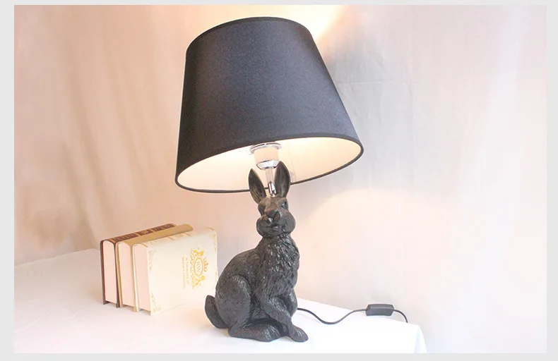 Resin black White Rabbit Modern LED Table Lamp Black stand desk light 18