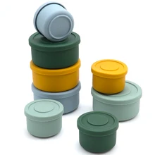 Boîte de rangement des aliments en Silicone pour bébé, bol rond Bento de cuisine, vaisselle chauffante pour micro ondes, assiettes, vaisselle pour enfants 