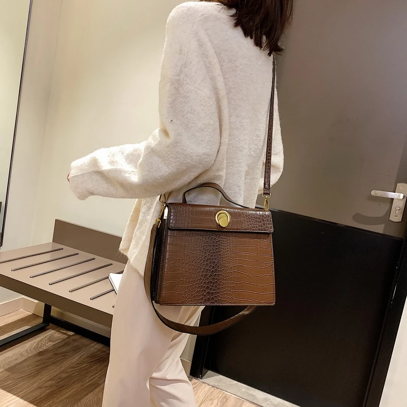 Bolsos Mujer Винтаж из кожи аллигатора, через плечо сумки для женщин роскошные сумки женские сумки дизайнерские женские сумки на плечо