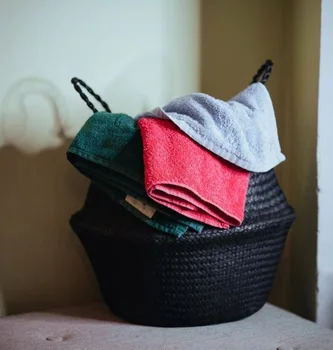 

Hamdmake Flower Storage Basket pot Seagrass Rattan Laundry Basket Folding Woven Clothes Toy Sundries Home Storage Baskets