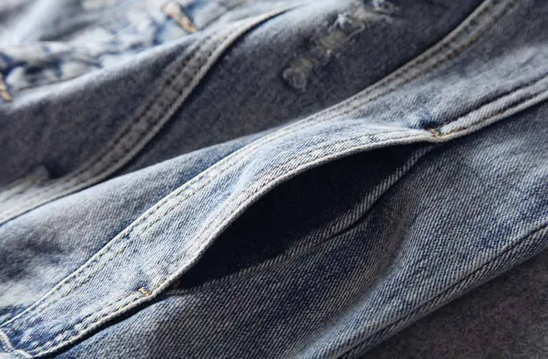 KIOVNO Men Ripped Punk Denim Jackets Coats Printed Distressed Jeans Jackets Outwear Male Streetwear Clothing  (4)