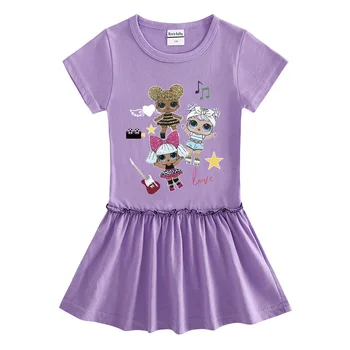 

Girl Cartoon Short Sleeve Dress L.O.L Girl Baby Wearing Cotton Cute Child Wearing Dress Autumn Dresses