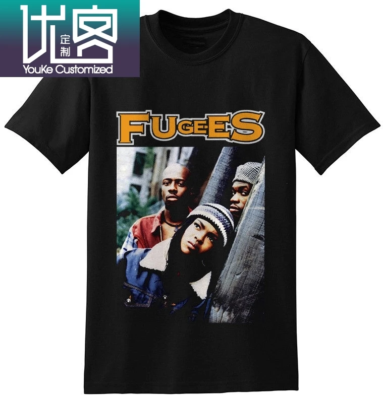 Винтажная черная футболка Fugees Lauryn Hill Wyclef Jean Pras Мужская уникальная хлопковая с