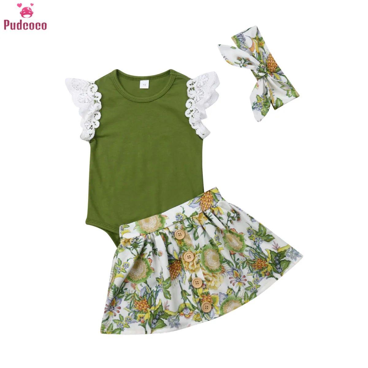 

3pcs Boutique Kids Newborn Baby Girl Clothes Set Lace Rompers and Tutu Dress+Headband Outfits Baby Clothing 6-24M
