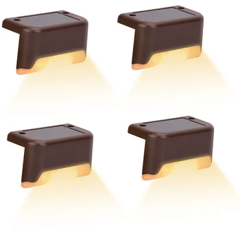 

Solar Step Light 200MAH Battery Waterproof Smart Light Control Outdoor Fence Light 1.2V 0.2W Warm White Light Brown