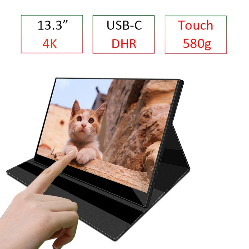 

13.3 Inch HDR 4K Mini DP HDMI Type-c Touch Monitor For Smart Phone Switch PS4 NS Laptop IPS OGS Touch Screen With Speaker VESA