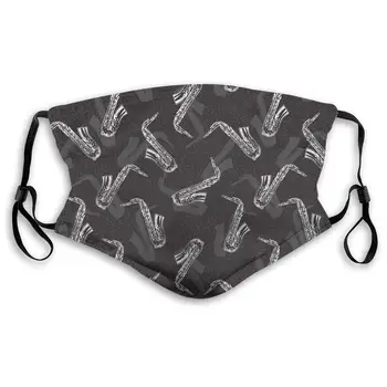 

Black And White Saxophones Washable Reusable Mask, Anti Dust Half Face Mouth Mask For Kids Teens Men Women With Adjustable Ear