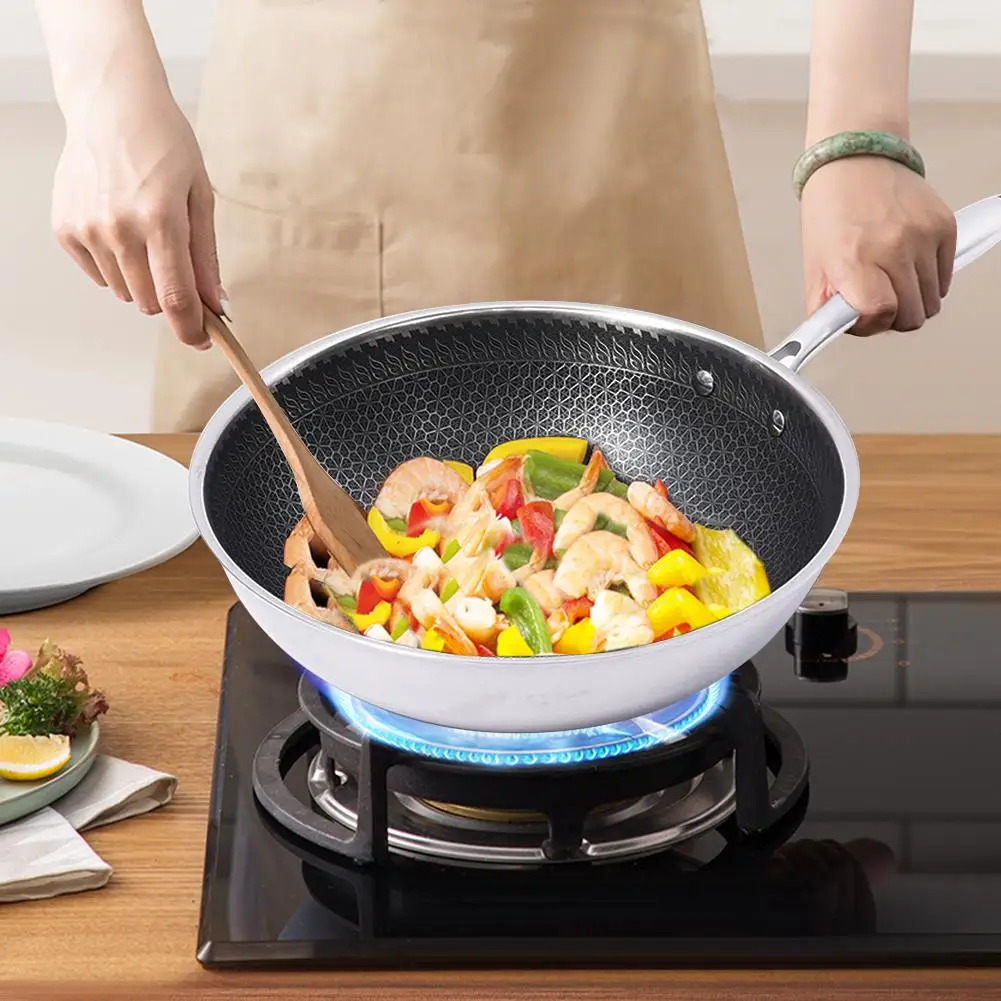 

32cm 304 Stainless Steel Nonstick Universal Frying Pan With Heat Resistant Handle Nano Non-stick Easy Clean Kitchen Cooking Pot