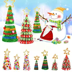 Árbol de Navidad de dibujos animados Diy, Material hecho a mano, paquete de regalos de Navidad, guardería, juguetes, árbol nuevo, educativo, Mini año, O2K8
