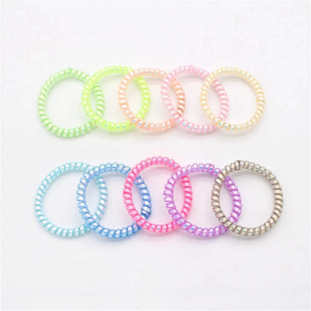 crocodile hair clips 10pcs Super Thin Coiled Plastic Hair Ties Colorful Stretched Spiral Hair Ropes Telephone Wire Ponytail To Protect Your Hair cute hair clips Hair Accessories