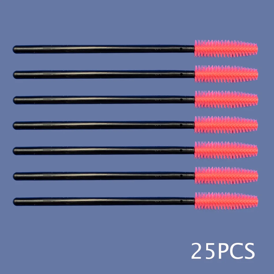 25Pcs Silicone Одноразовая щетка для ресниц 25/50 шт кисти для макияжа тушь палочки Аппликатор для ресниц удлинитель ресниц Косметическая кисть инструмент для макияжа - Цвет: 25Pcs Silicone