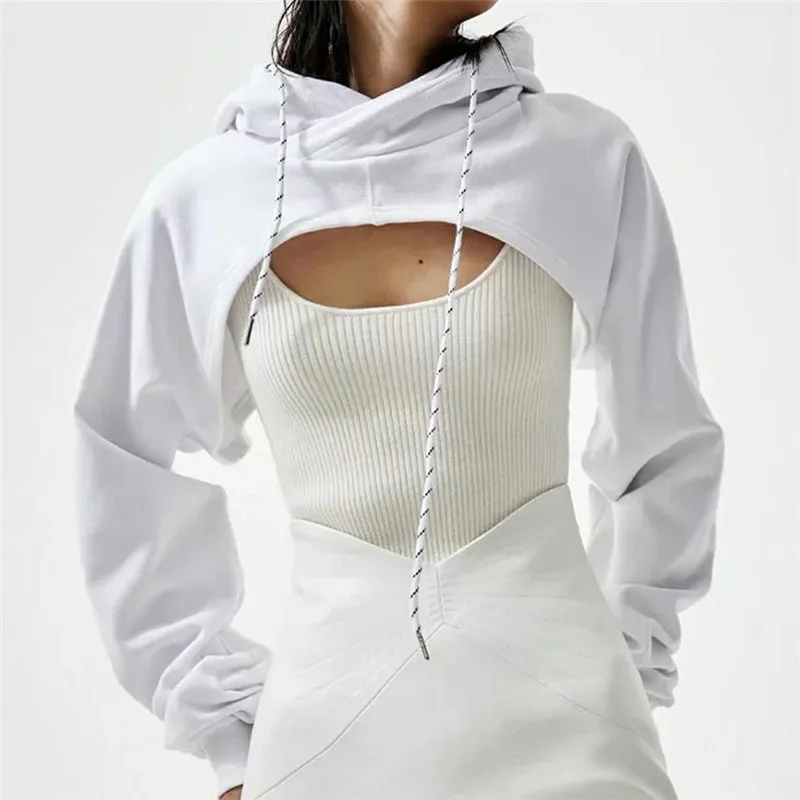 All-Over Print Women's Fake Two-piece Mesh Sleeve Cropped Hoodie main image 0