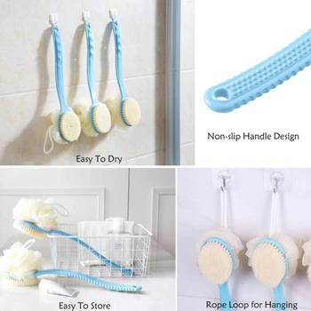 

Long Handle Soft Hair Bath Brush Double-sided Bath Brush with Bath Ball Bath Back Brush Bath Body Massage Brushes For Adults