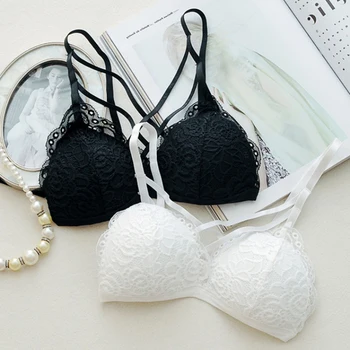 

Women Versatile Sleeveless Lace Tube Top Cotton Off Shoulder Slim Solid Color Sexy Strap Tube Tops，